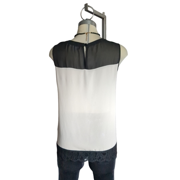 DOROTHY PERKINS Luxury Beige and Black Chiffon Sleeveless Blouse Size 14 - Picture 4 of 16